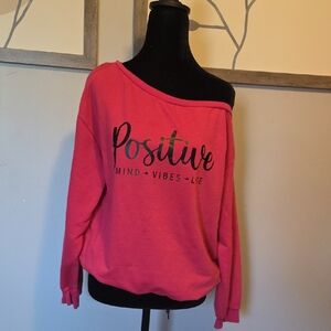 Pink Off-Shoulder Sweatshirt